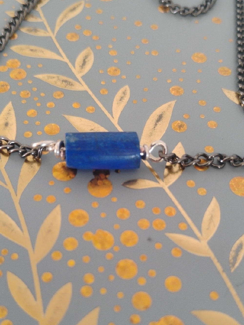 Lapis Lazuli Steel Chain Necklace